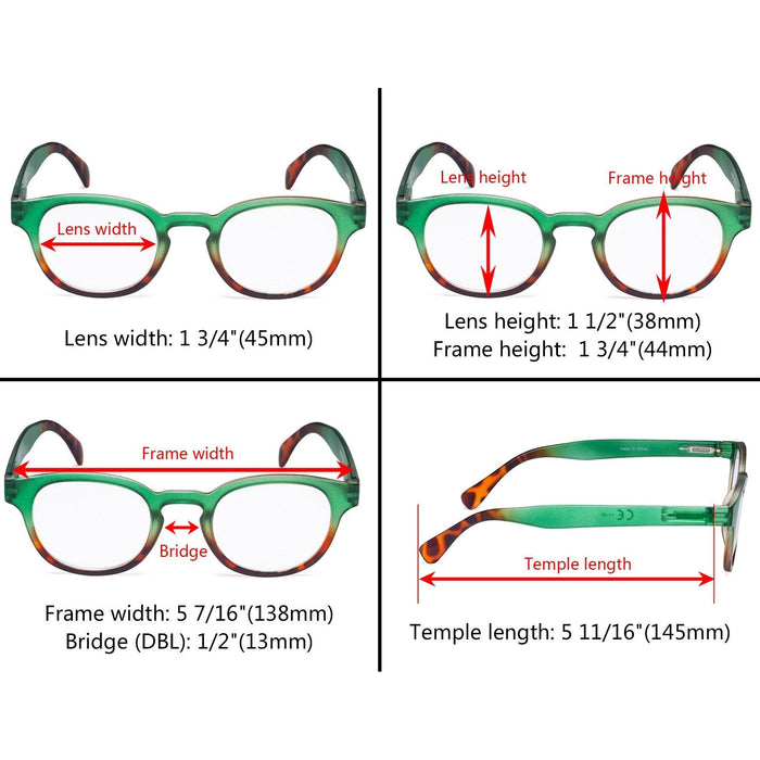 Eyekeeper  - 4 Pack Fashion Oval Colorful Reading Glasses R124D