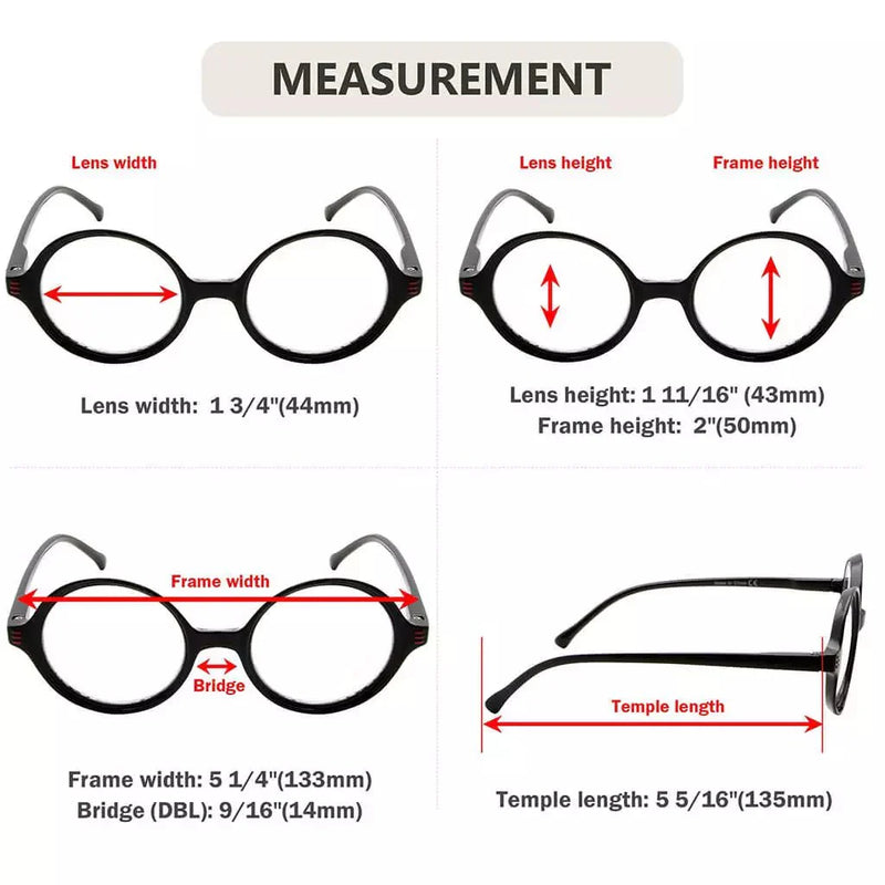eyekeeper.com 4 Pack Reading Glasses Small Lens Round Readers R2025 Eyeglasses