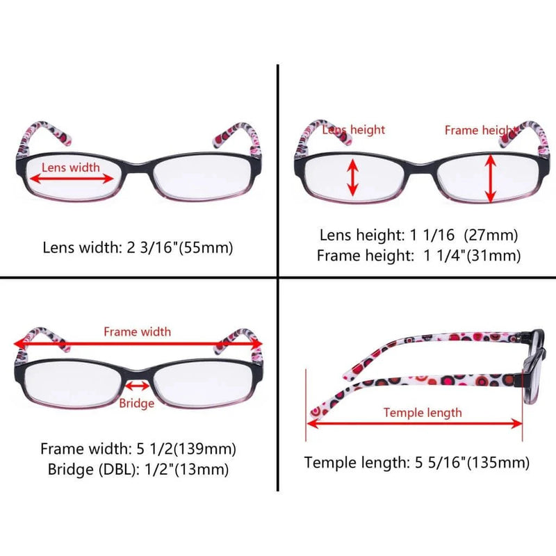 eyekeeper.com 4 Pack Reading Glasses with Cute Polka Dots Temples R908PC Eyeglasses