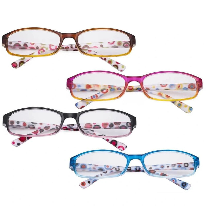eyekeeper.com 4 Pack Reading Glasses with Cute Polka Dots Temples R908PC Eyeglasses