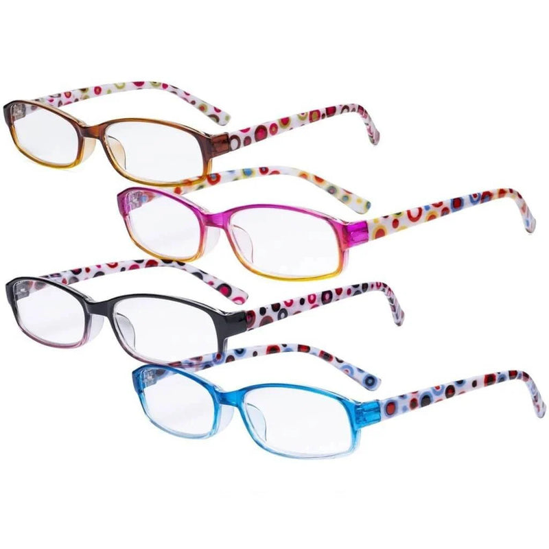 eyekeeper.com 4 Pack Reading Glasses with Cute Polka Dots Temples R908PC Eyeglasses