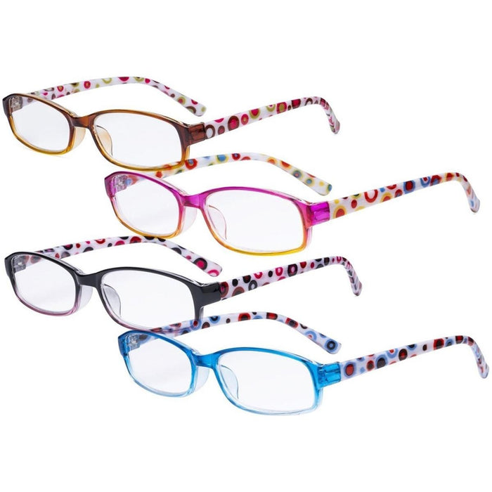 Eyekeeper - 4 Pack Reading Glasses With Polka Dots Temples R908Pc