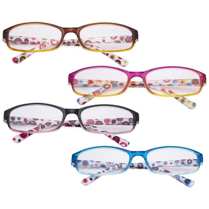 Eyekeeper - 4 Pack Reading Glasses With Polka Dots Temples R908Pc