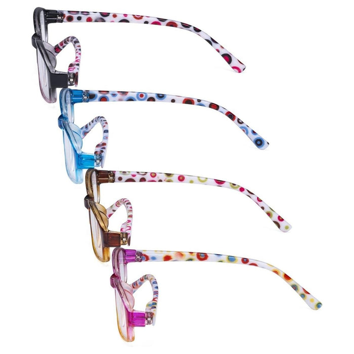 Eyekeeper - 4 Pack Reading Glasses With Polka Dots Temples R908Pc