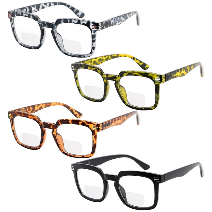 Eyekeeper - 4 Pack Square Bifocal Reading Glasses Br2104