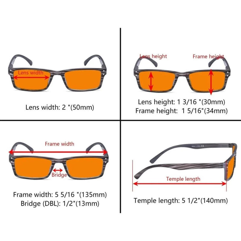 eyekeeper.com 4 Pack Rectangle Blue Light Blocking Reading Glasses DS057 Eyeglasses