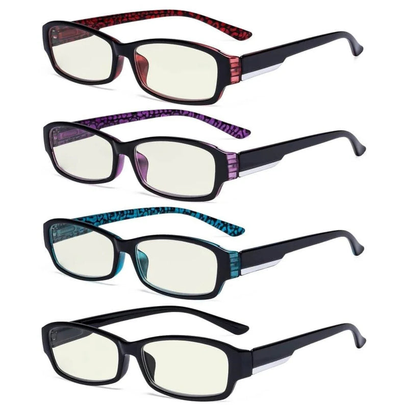eyekeeper.com 4 Pack Rectangle Blue Light Filter Readers UVR9105 Eyeglasses