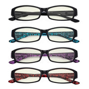eyekeeper.com 4 Pack Rectangle Blue Light Filter Readers UVR9105 Eyeglasses