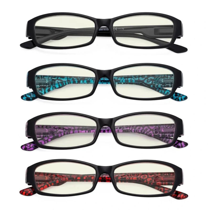 eyekeeper.com 4 Pack Rectangle Blue Light Filter Readers UVR9105 Eyeglasses