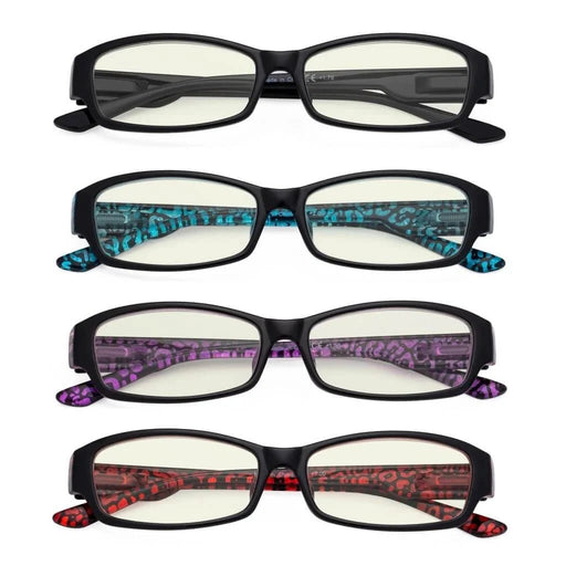 eyekeeper.com 4 Pack Rectangle Blue Light Filter Readers UVR9105 Eyeglasses