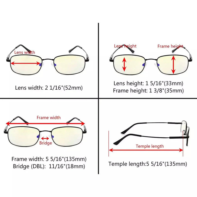 eyekeeper.com 4 Pack Rectangle Blue Light Filter Reading Glasses CG1703 Eyeglasses