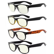 eyekeeper.com 4 Pack Rectangle Blue Light Filter Reading Glasses UVR011 Eyeglasses