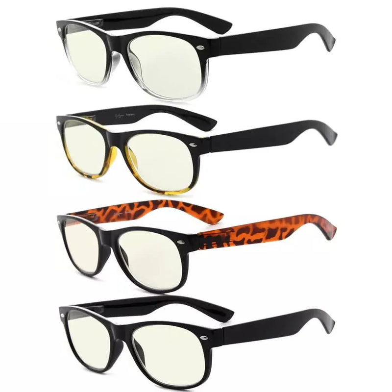 eyekeeper.com 4 Pack Rectangle Blue Light Filter Reading Glasses UVR011 Eyeglasses