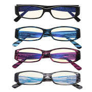 eyekeeper.com 4 Pack Rectangle Blue Light Filter Reading Glasses UVR081 Eyeglasses