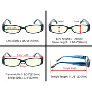 eyekeeper.com 4 Pack Rectangle Blue Light Filter Reading Glasses UVR081 Eyeglasses