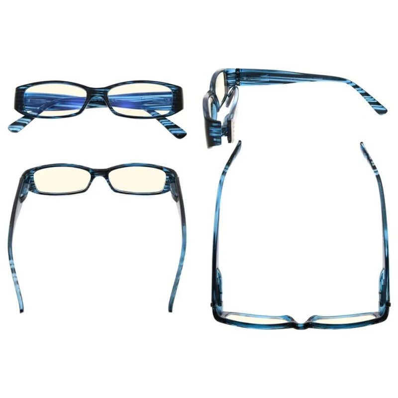 eyekeeper.com 4 Pack Rectangle Blue Light Filter Reading Glasses UVR081 Eyeglasses