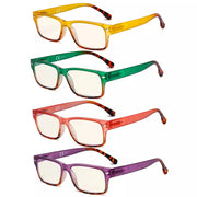 eyekeeper.com 4 Pack Rectangle Blue Light Filter Reading Glasses UVR108D Eyeglasses