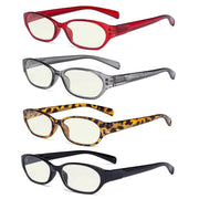 eyekeeper.com 4 Pack Rectangle Blue Light Filter Reading Glasses UVR9101 Eyeglasses