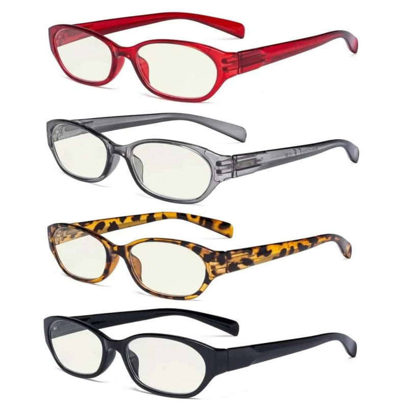 eyekeeper.com 4 Pack Rectangle Blue Light Filter Reading Glasses UVR9101 Eyeglasses