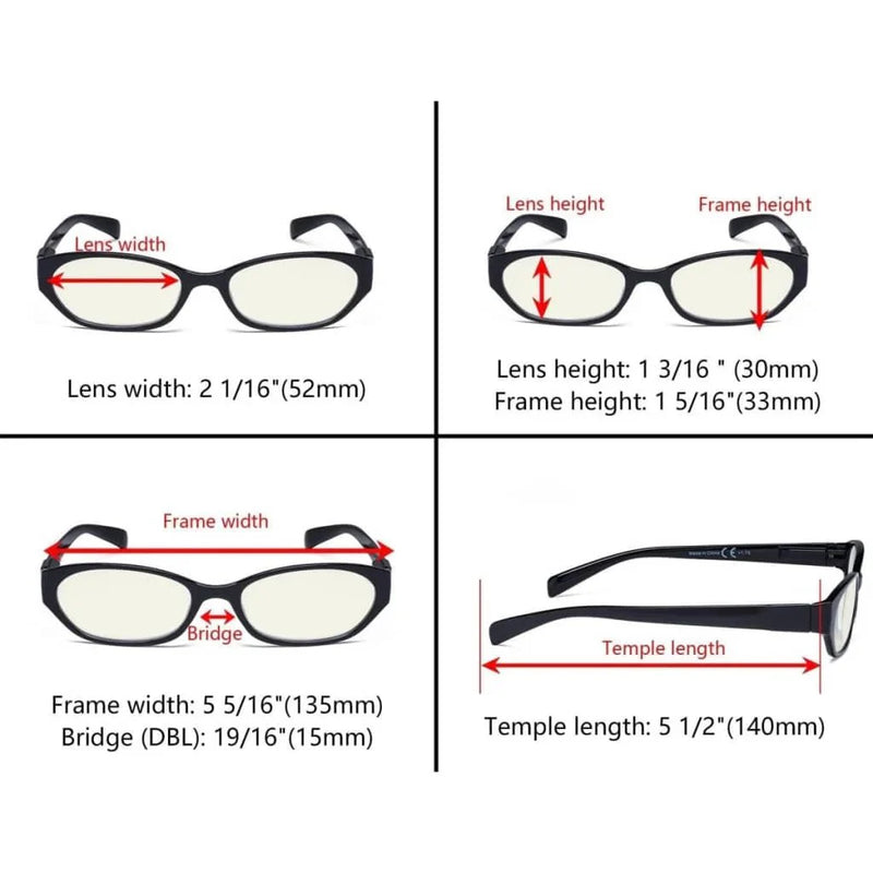 eyekeeper.com 4 Pack Rectangle Blue Light Filter Reading Glasses UVR9101 Eyeglasses