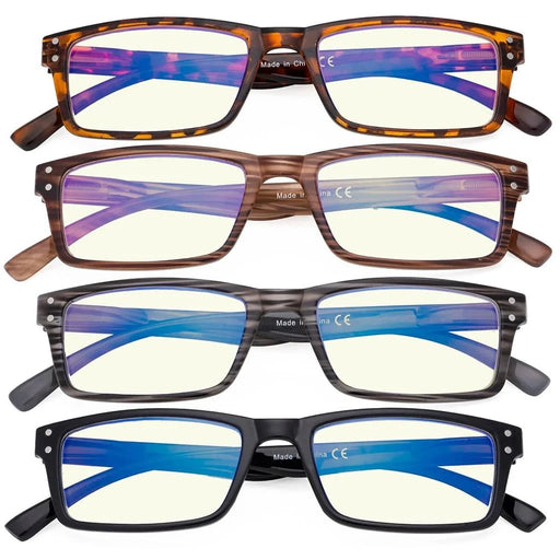 eyekeeper.com 4 Pack Rectangle Chic Blue Light Filter Eyeglasses UVR057 Eyeglasses