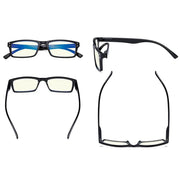 eyekeeper.com 4 Pack Rectangle Chic Blue Light Filter Eyeglasses UVR057 Eyeglasses