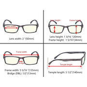 eyekeeper.com 4 Pack Rectangle Chic Blue Light Filter Eyeglasses UVR057 Eyeglasses