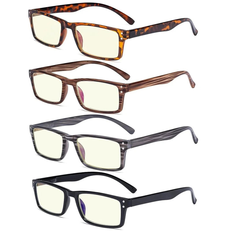 eyekeeper.com 4 Pack Rectangle Chic Blue Light Filter Eyeglasses UVR057 Eyeglasses