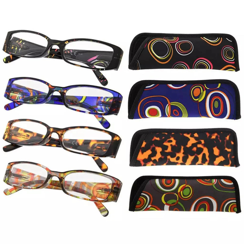 eyekeeper.com 4 Pack Rectangle Fashion Pattern Arms Reading Glasses R040G Eyeglasses