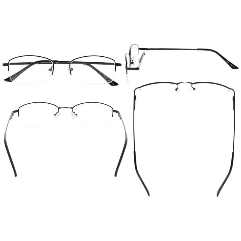 eyekeeper.com 4 Pack Rectangle Half Rim Reading Glasses Chic Readers R1711 Eyeglasses