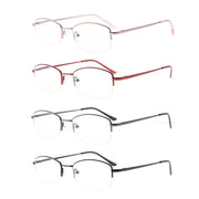 eyekeeper.com 4 Pack Rectangle Half Rim Reading Glasses Chic Readers R1711 Eyeglasses