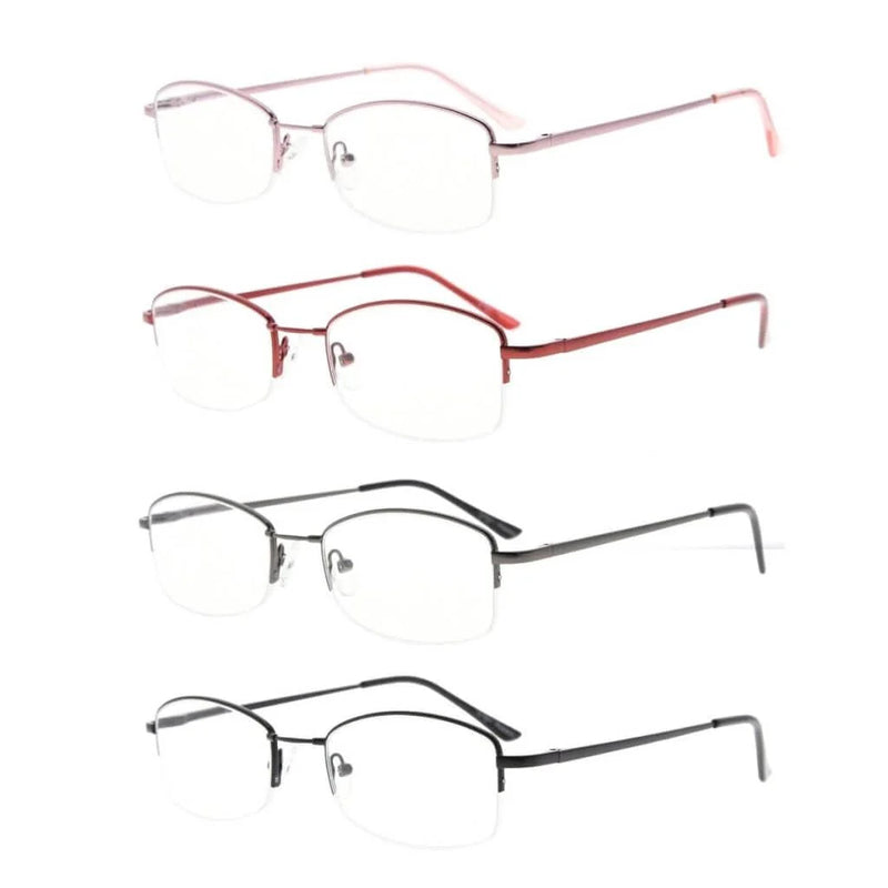 eyekeeper.com 4 Pack Rectangle Half Rim Reading Glasses Chic Readers R1711 Eyeglasses