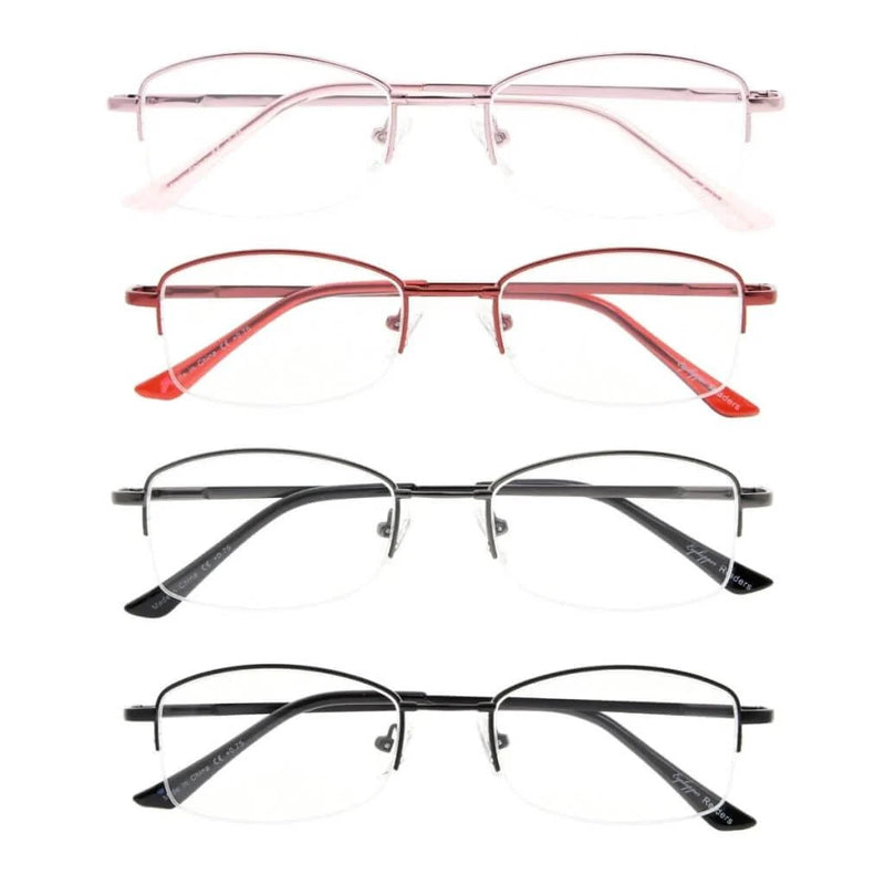 eyekeeper.com 4 Pack Rectangle Half Rim Reading Glasses Chic Readers R1711 Eyeglasses