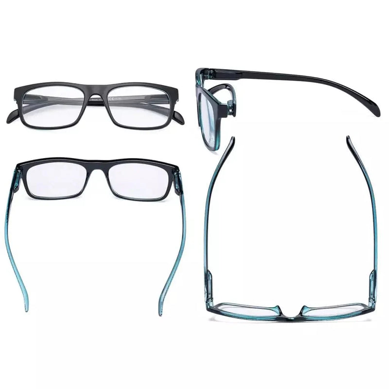 eyekeeper.com 4 Pack Rectangle Reading Glasses for Round Face R047 Eyeglasses