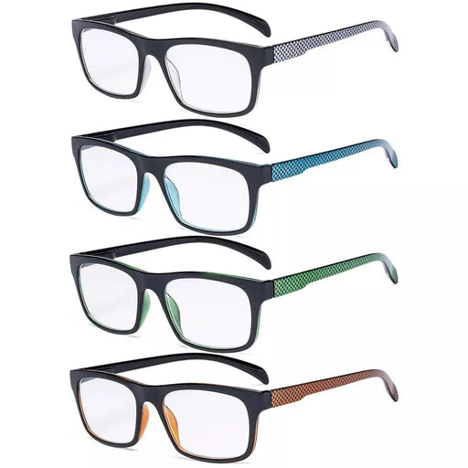 eyekeeper.com 4 Pack Rectangle Reading Glasses for Round Face R047 Eyeglasses