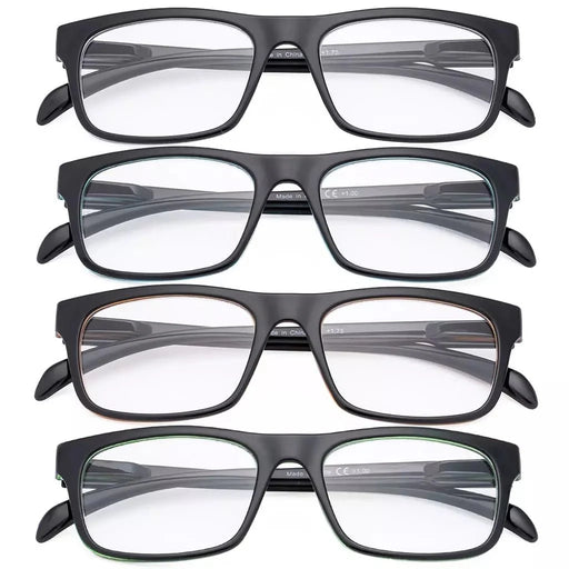 eyekeeper.com 4 Pack Rectangle Reading Glasses for Round Face R047 Eyeglasses
