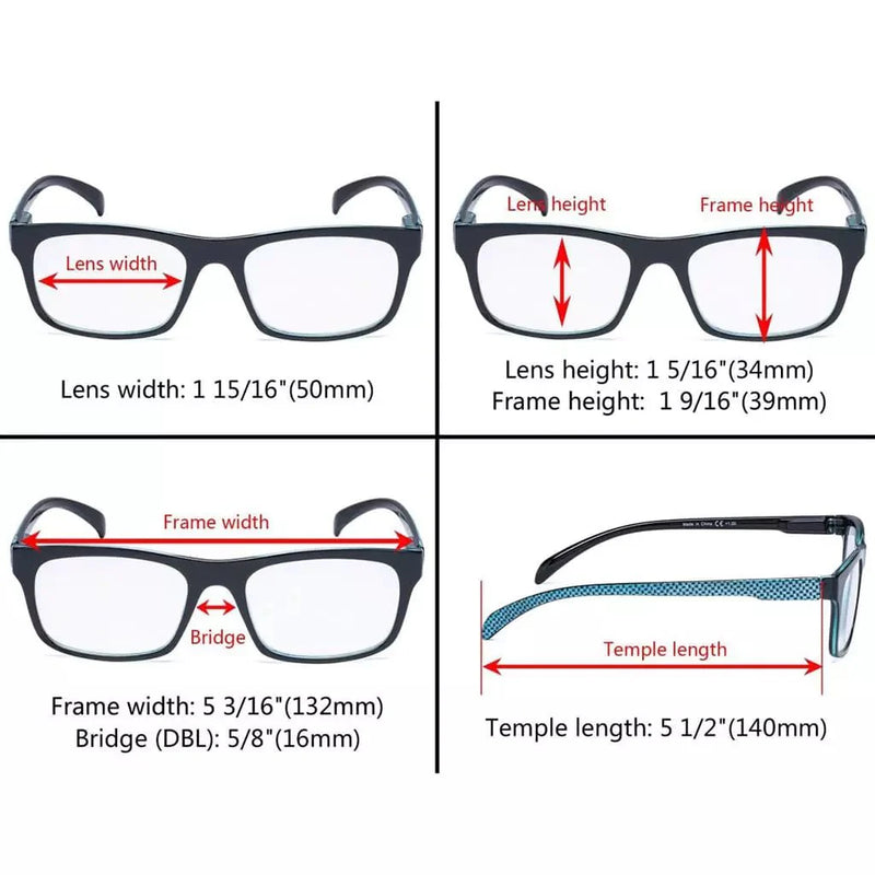 eyekeeper.com 4 Pack Rectangle Reading Glasses for Round Face R047 Eyeglasses