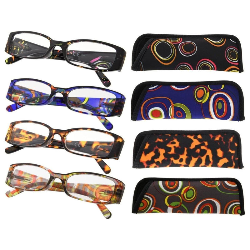 eyekeeper.com 4 Pack Rectangle Reading Glasses Retro Readers R040G Eyeglasses