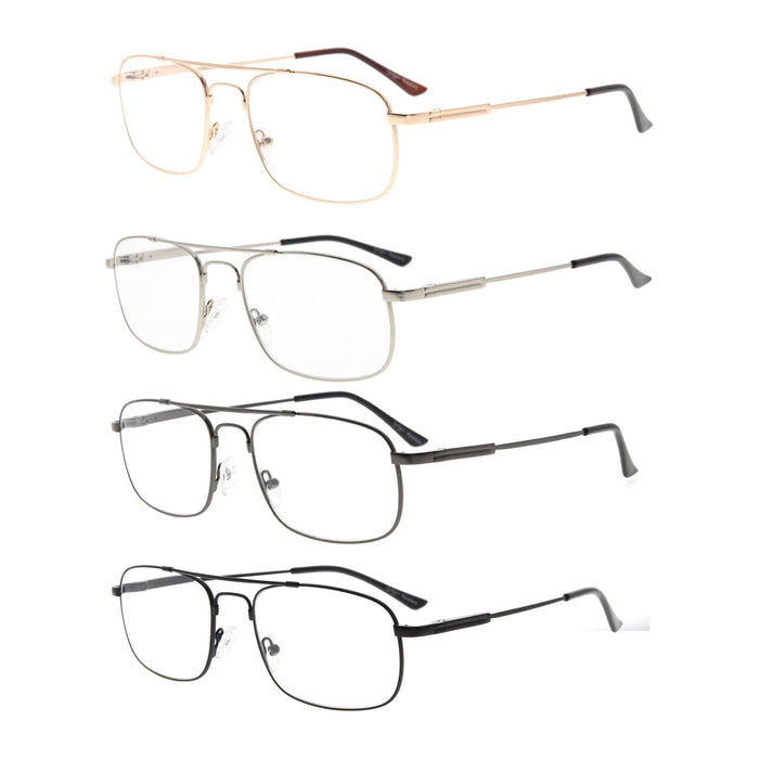 Eyekeeper - 4 Pack Rectangle Reading Glasses Retro Full Rim R1705