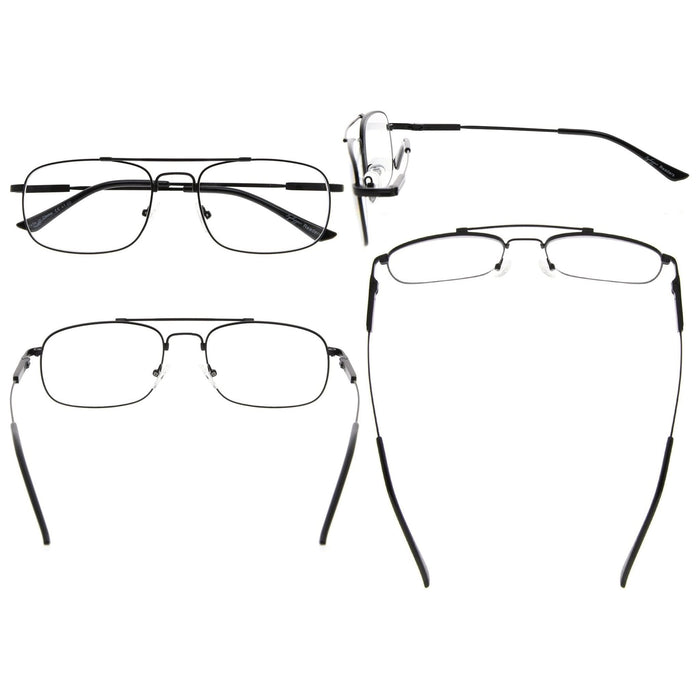 Eyekeeper - 4 Pack Rectangle Reading Glasses Retro Full Rim R1705