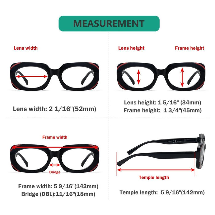 Eyekeeper - 4 Pack Rectangle Reading Glasses Stylish Readers R2136