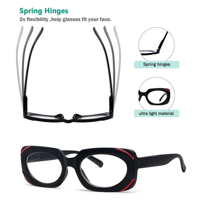 Eyekeeper - 4 Pack Rectangle Reading Glasses Stylish Readers R2136