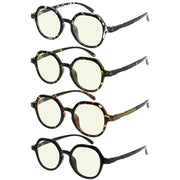 eyekeeper.com 4 Pack Retro Blue Light Filter Reading Glasses UV2008 Eyeglasses