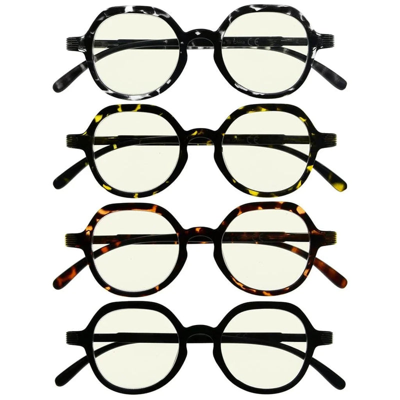 eyekeeper.com 4 Pack Retro Blue Light Filter Reading Glasses UV2008 Eyeglasses