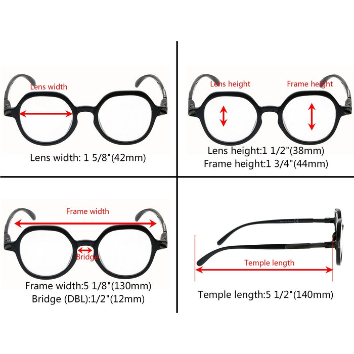 Eyekeeper - 4 Pack Retro Design Reading Glasses R2008