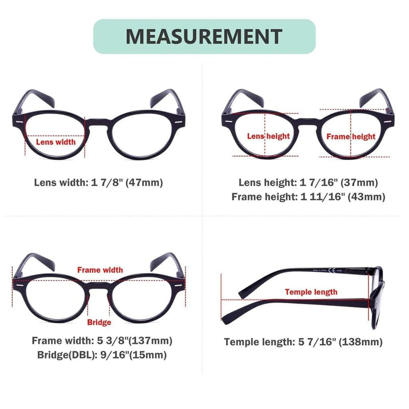 eyekeeper.com 4 Pack Retro Oval Readers Reading Glasses 3-R091 Eyeglasses