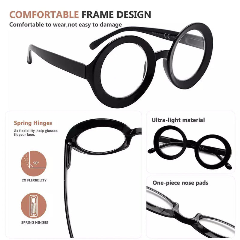 eyekeeper.com 4 Pack Retro Round Reading Glasses Thicker Frame Readers R9109 Eyeglasses