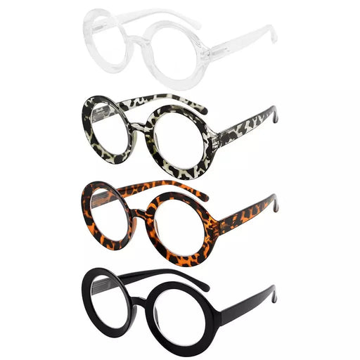 eyekeeper.com 4 Pack Retro Round Reading Glasses Thicker Frame Readers R9109 Eyeglasses
