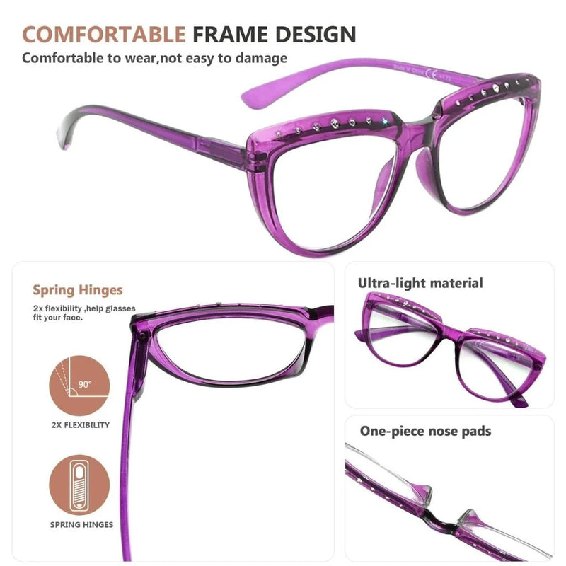 eyekeeper.com 4 Pack Rhinestone Half Moon Reading Glasses R2018 Eyeglasses