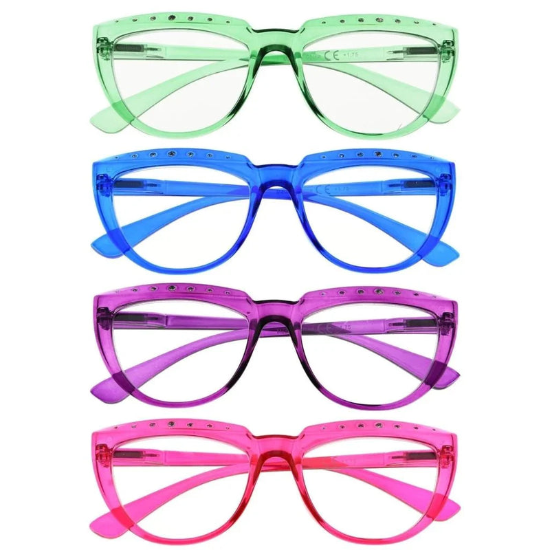 eyekeeper.com 4 Pack Rhinestone Half Moon Reading Glasses R2018 Eyeglasses